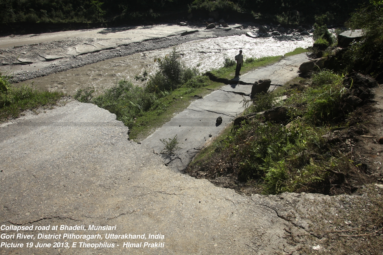 Suspension Bridge at Basantkot, Gori River, District Pithoragarh, Uttarakhand, India , June 2013