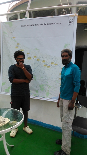 14th February 2015 - 2. Media Interaction, Co-organized by WWF-India, with a Map of the journey in the background, Kolkata, West Bengal, India