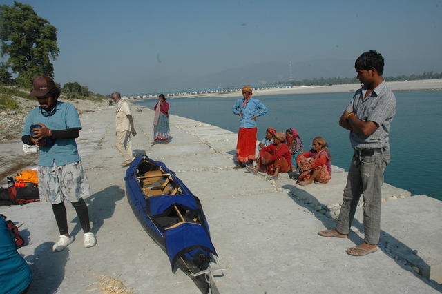 24th November 2014 -1.  Preparing the Kayak, just below Banbasa Barrage on the the Sharda, Uttarakhand, India