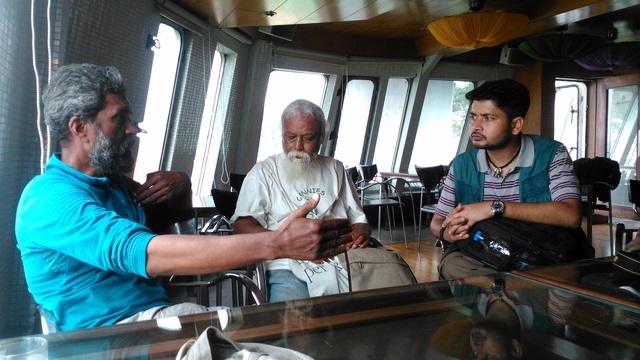 14th February 2015 - 3. Media Interaction, Left to Right E. Theophilus, Sanjay Mitra, and a representative of the media, Kolkata, West Bengal, India